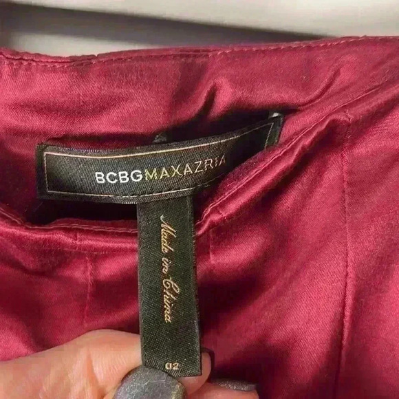 BCBGMaxAzria Pleated A-Line Skirt Size 2 Cranberry - Picture 2 of 8